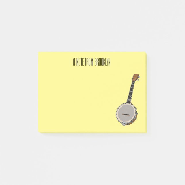 Banjo tecknad illustration post-it block (Framsida)
