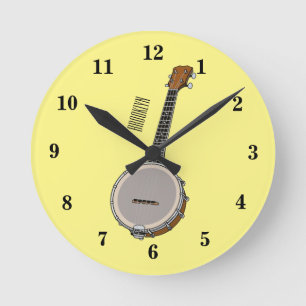 Banjo tecknad illustration rund klocka