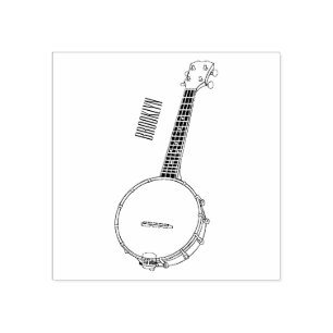 Banjo tecknad illustration stämpel