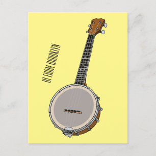 Banjo tecknad illustration vykort