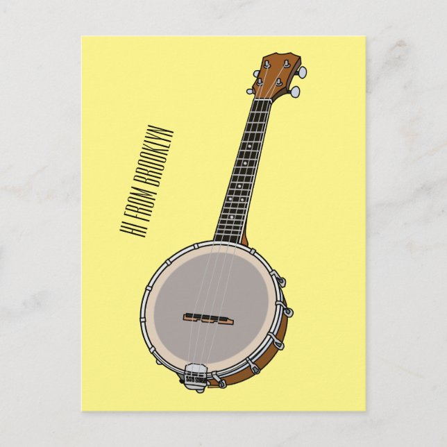 Banjo tecknad illustration vykort (Framsida)