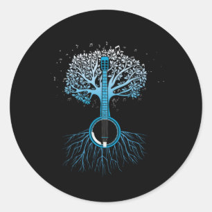 Banjo Träd Land Music Bluegräs Musician Gift Runt Klistermärke