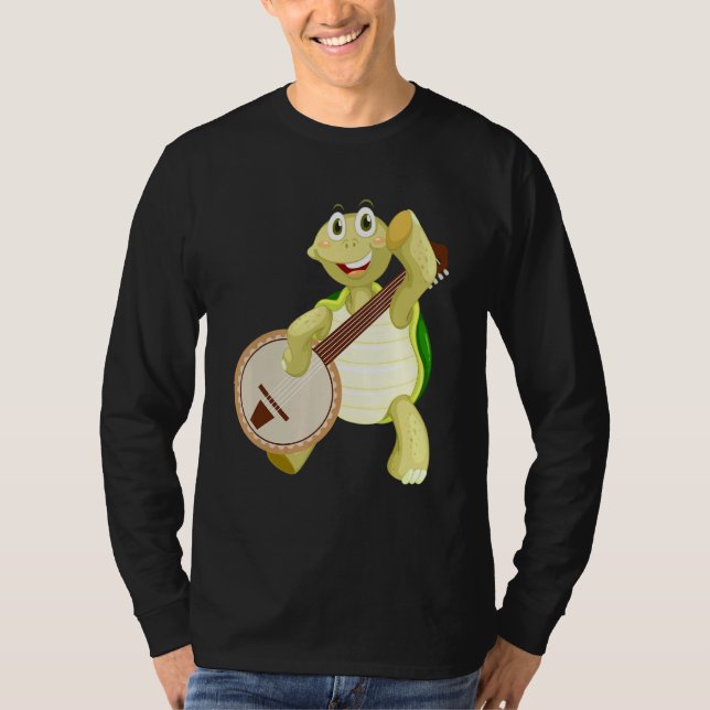 Banjo Turtle Turtle Play Banjo T Shirt (Framsida)