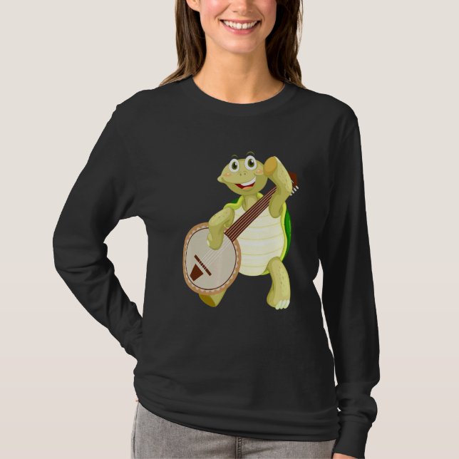 Banjo Turtle Turtle Play Banjo T Shirt (Framsida)