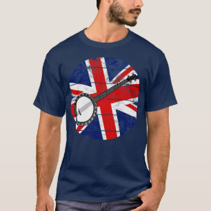 Banjo UK Flagga Britain Banjoist British Musician T Shirt