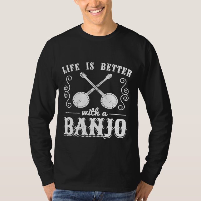 Banjo Ukulele Life är bättre med en banjo T Shirt (Framsida)