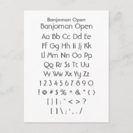 Banjoman Open - Zazzle Font Sampler Lakan Vykort