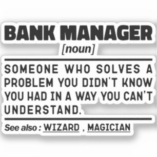Bank Manager Noun Definition Finance Gift Worker Klistermärken