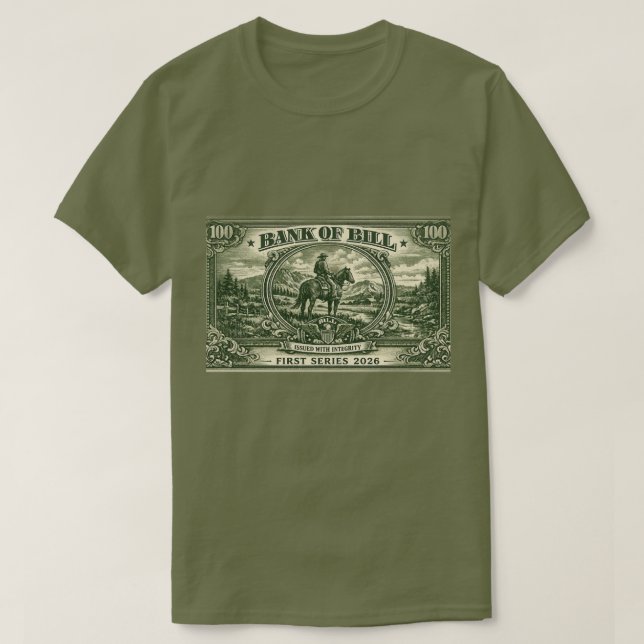 “Bank of Bill” Vintage Western Pengrafisk T-shirt (Design framsida)