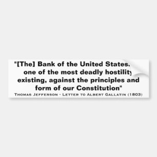 Bank of the United Stater av Thomas Jefferson Bildekal