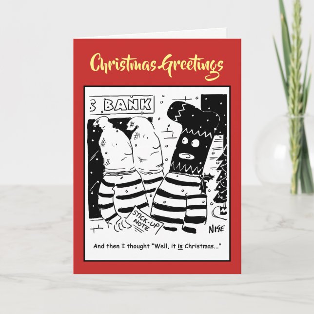 Bank Robber med en julklapp över huvudet Helgkort (Framsida)