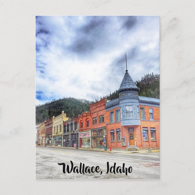 Bank Street i Wallace Idaho Vykort (Framsida)