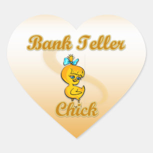 Bank Teller-Chick Hjärtformat Klistermärke