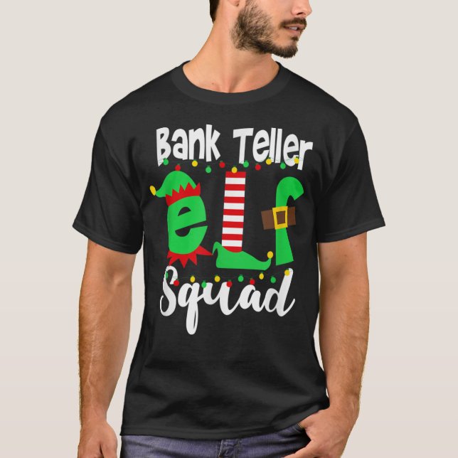 Bank Teller Elf Squad Funny jul T Shirt (Framsida)