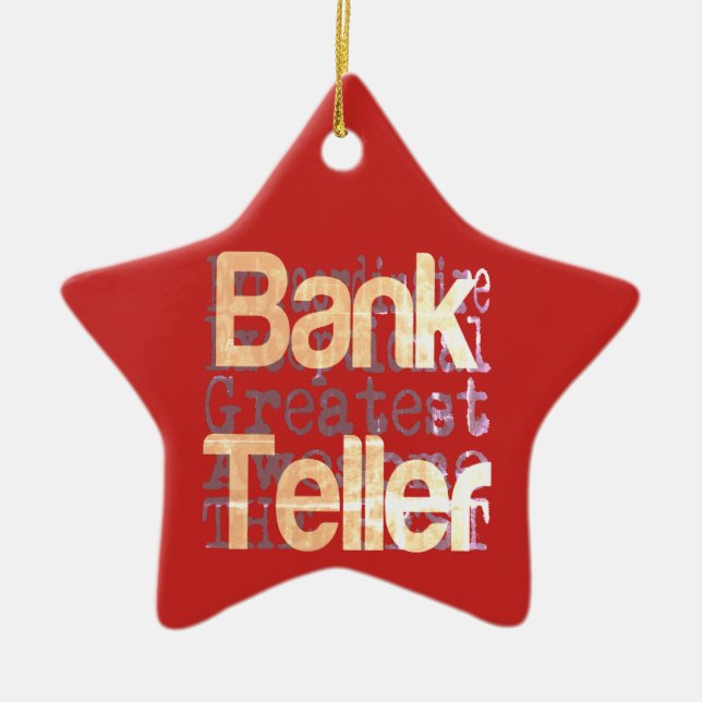 Bank Teller Extraordinaire Julgransprydnad Keramik (Framsidan)