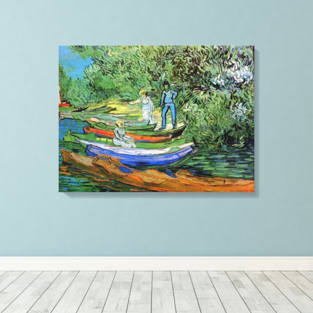 Banken vid Oise i Auvers av Vincent van Gogh Canvastryck (Insitu (trägolv))