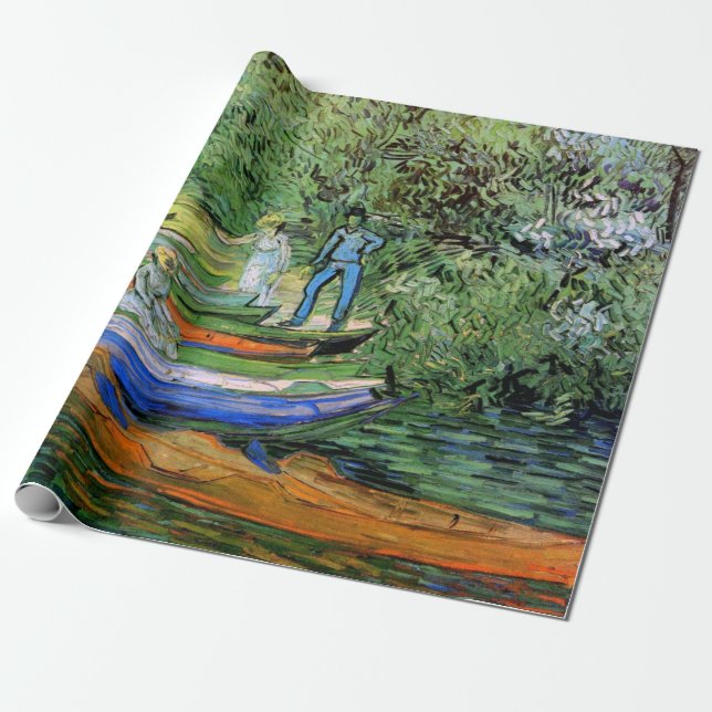 Banken vid Oise i Auvers av Vincent van Gogh Presentpapper (Utrullad)