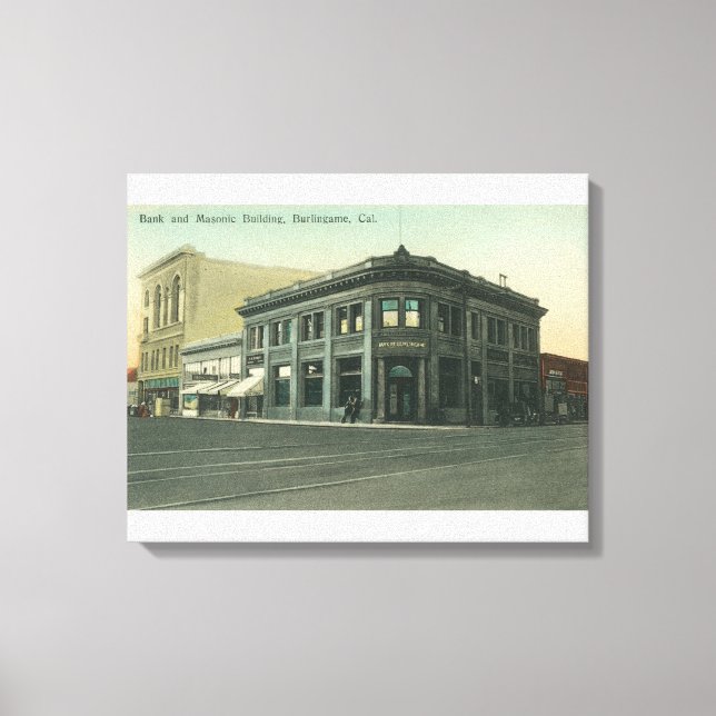 Bankens yttre vy och Masonic Temple Canvastryck (Framsida)