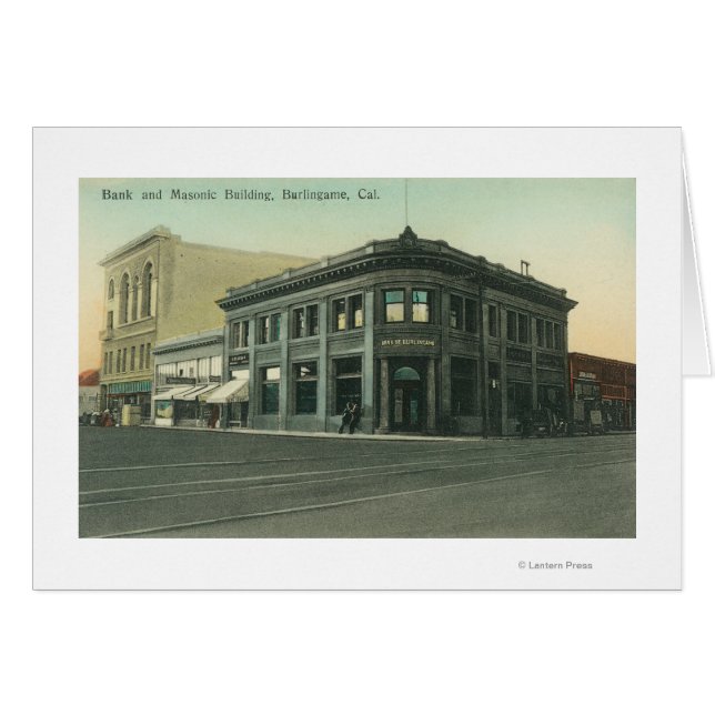 Bankens yttre vy och Masonic Temple Hälsningskort (Framsidan Horizontal)