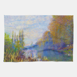 Banker av Seinen i hösten Claude Monet Kökshandduk