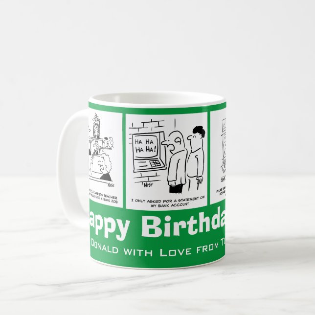 Banker, Bankers & Banking Tecknader. Funny Kaffemugg (Framsida vänster)