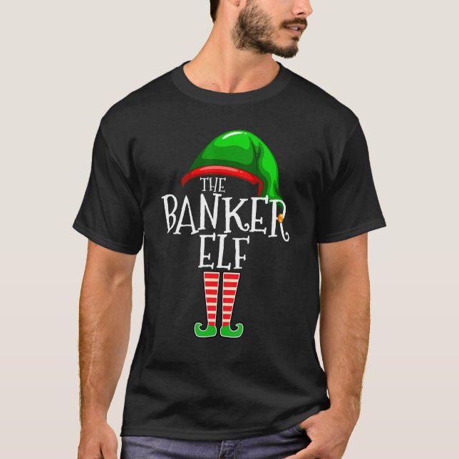 Banker Elf   Family Matching Group Christmas   Squ T Shirt (Framsida)