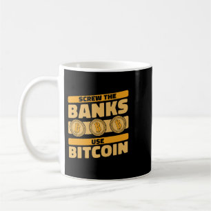 Banker ger besättning av Banker Använda Bitcoin Bl Kaffemugg