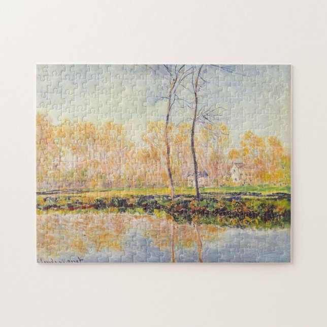 Banker i floden Epte vid Giverny Monet Fine Art Pussel (Horisontell)