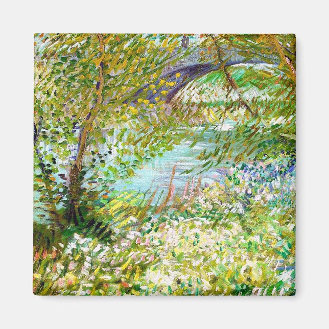 Banker i målningen av Seine Pont Clichy Van Gogh Magnet (Framsidan)