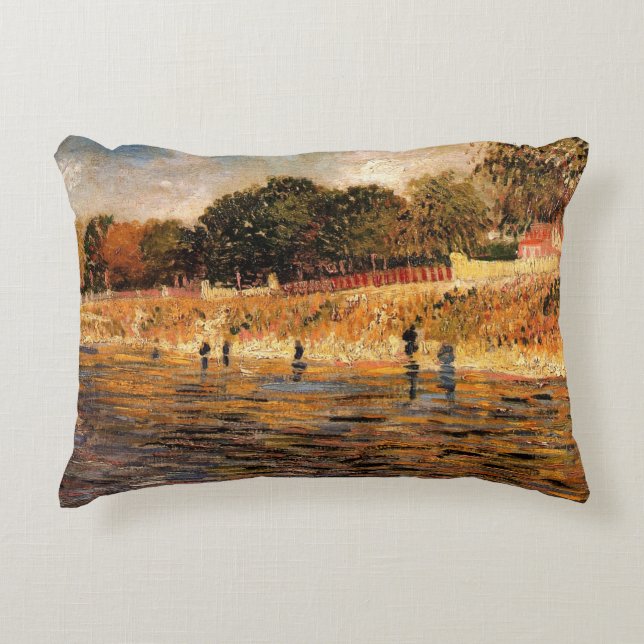 Banker i Seine av Vincent van Gogh Prydnadskudde (Framsidan)