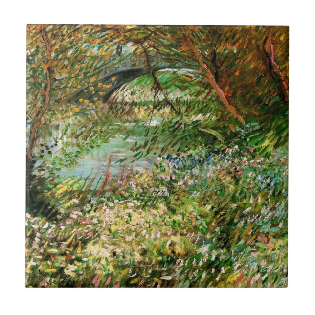 Banker i Seine, Pont de Clichy av Vincent van Gogh Kakelplatta (Framsidan)