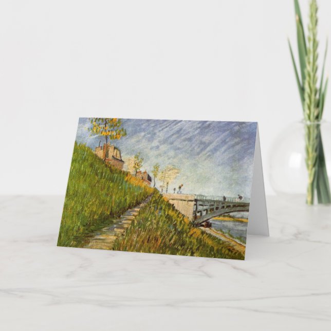 Banker i Seine, Pont de Clichy av Vincent van Gogh Kort (Framsida)