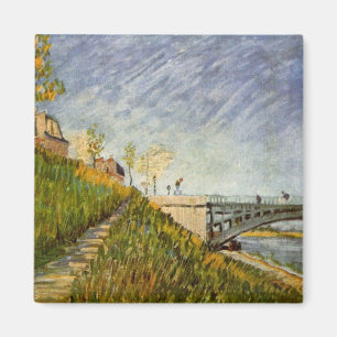 Banker i Seine, Pont de Clichy av Vincent van Gogh Magnet