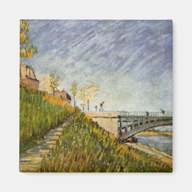Banker i Seine, Pont de Clichy av Vincent van Gogh Magnet (Framsidan)