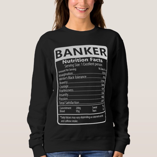 Banker Nutrition Facts Sarcastic Graphic Humor T Shirt (Framsida)