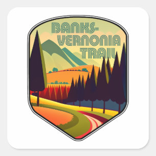 Banker-Vernonia Trail Oregon Färg Fyrkantigt Klistermärke