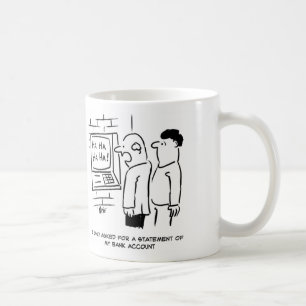 Bankkund frågar ATM för en Påstående Kaffemugg
