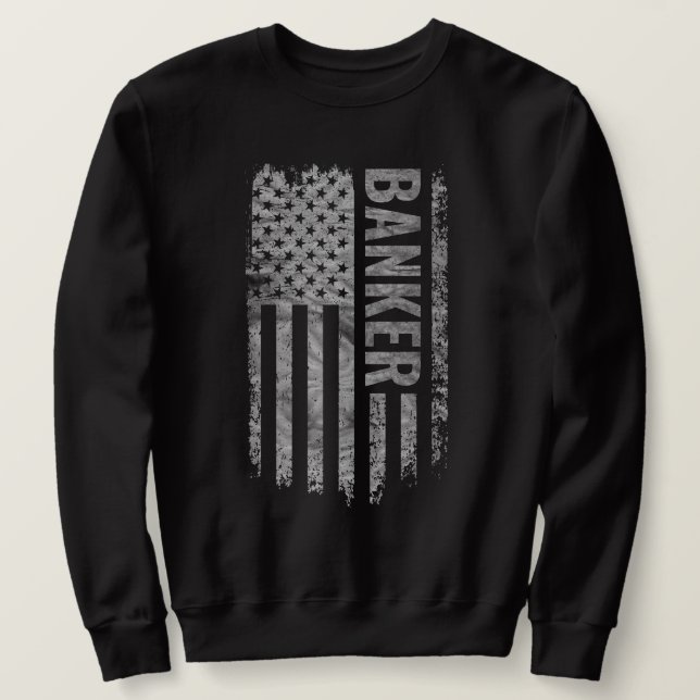 Bankman USA Flag Distressed design Lång Ärmad Tröja (Design framsida)