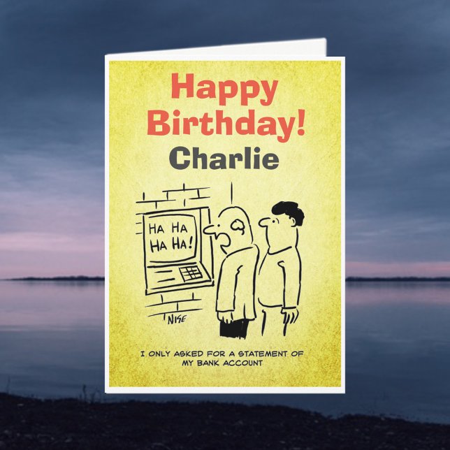 Bankomaten skrattar åt kund. Banktema Kort (Skapare uppladdad)