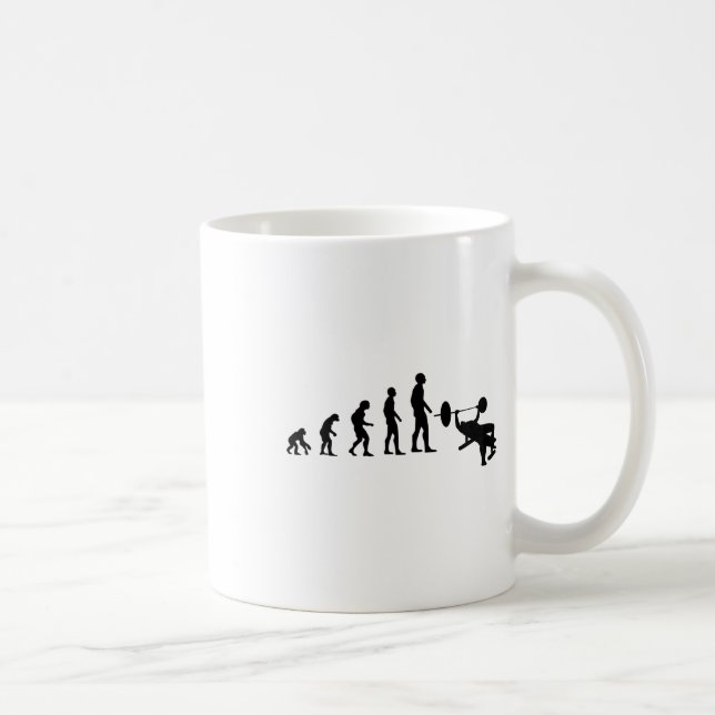 Bänkpress Bodybuilding Rolig Evolution Styrka  Kaffemugg (Höger)