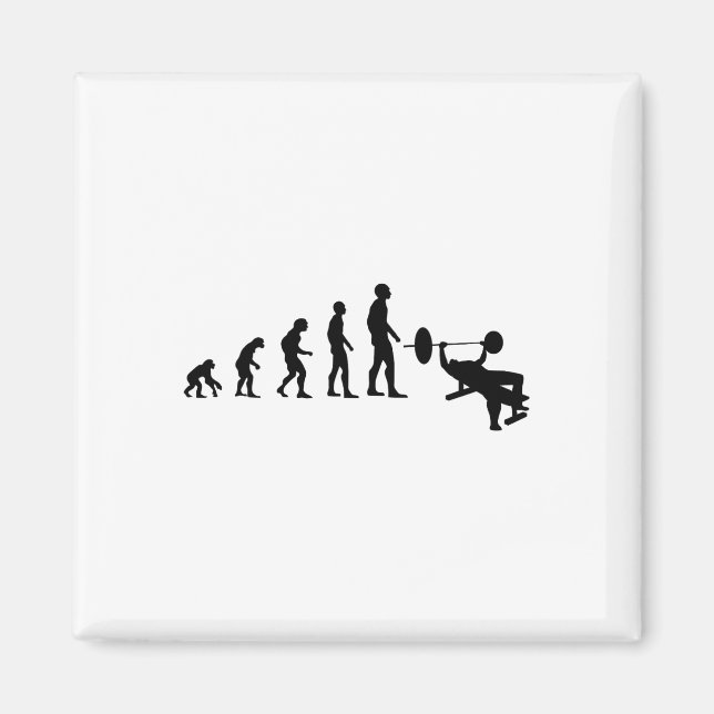 Bänkpress Bodybuilding Rolig Evolution Styrka  Magnet (Framsidan)