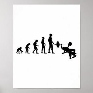 Bänkpress Bodybuilding Rolig Evolution Styrka Poster