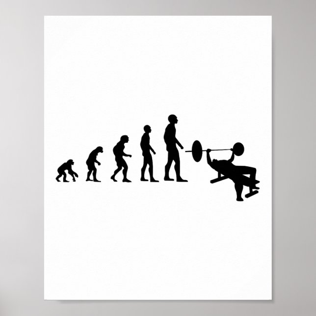 Bänkpress Bodybuilding Rolig Evolution Styrka Poster (Framsidan)