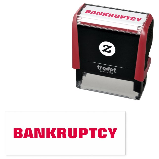 BANKRUPTCY Business Default Red Self-Inking Frimär Självfärgande Stämpel (In Situ)