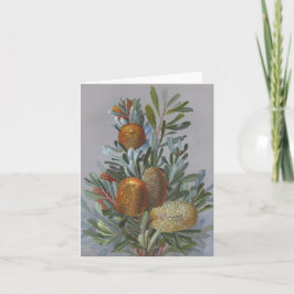 Banksia Australian WildblommWatercolor Tack Kort