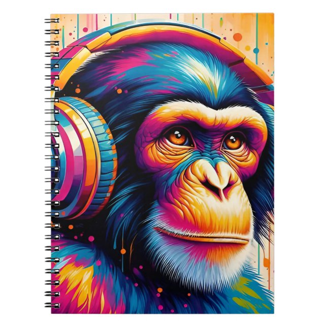 Banksy DJ Monkey Gorilla Chimp Art Skriv ut Anteckningsbok (Framsidan)