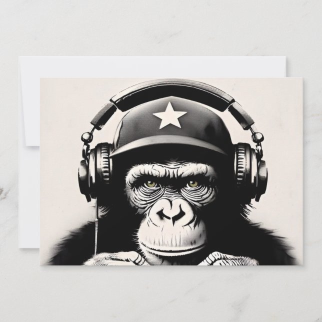 Banksy DJ Monkey Gorilla Chimp Art Skriv ut Inbjudningar (Framsida)