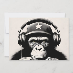 Banksy DJ Monkey Gorilla Chimp Art Skriv ut Inbjudningar