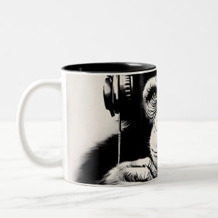 Banksy DJ Monkey Gorilla Chimp Art Skriv ut Två-Tonad Mugg
