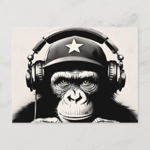 Banksy DJ Monkey Gorilla Chimp Art Skriv ut Vykort